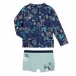 Petit Béguin Maillot de bain garçon 2 pièces t-shirt & boxer Sao Paulo. Coloris disponibles : Bleu