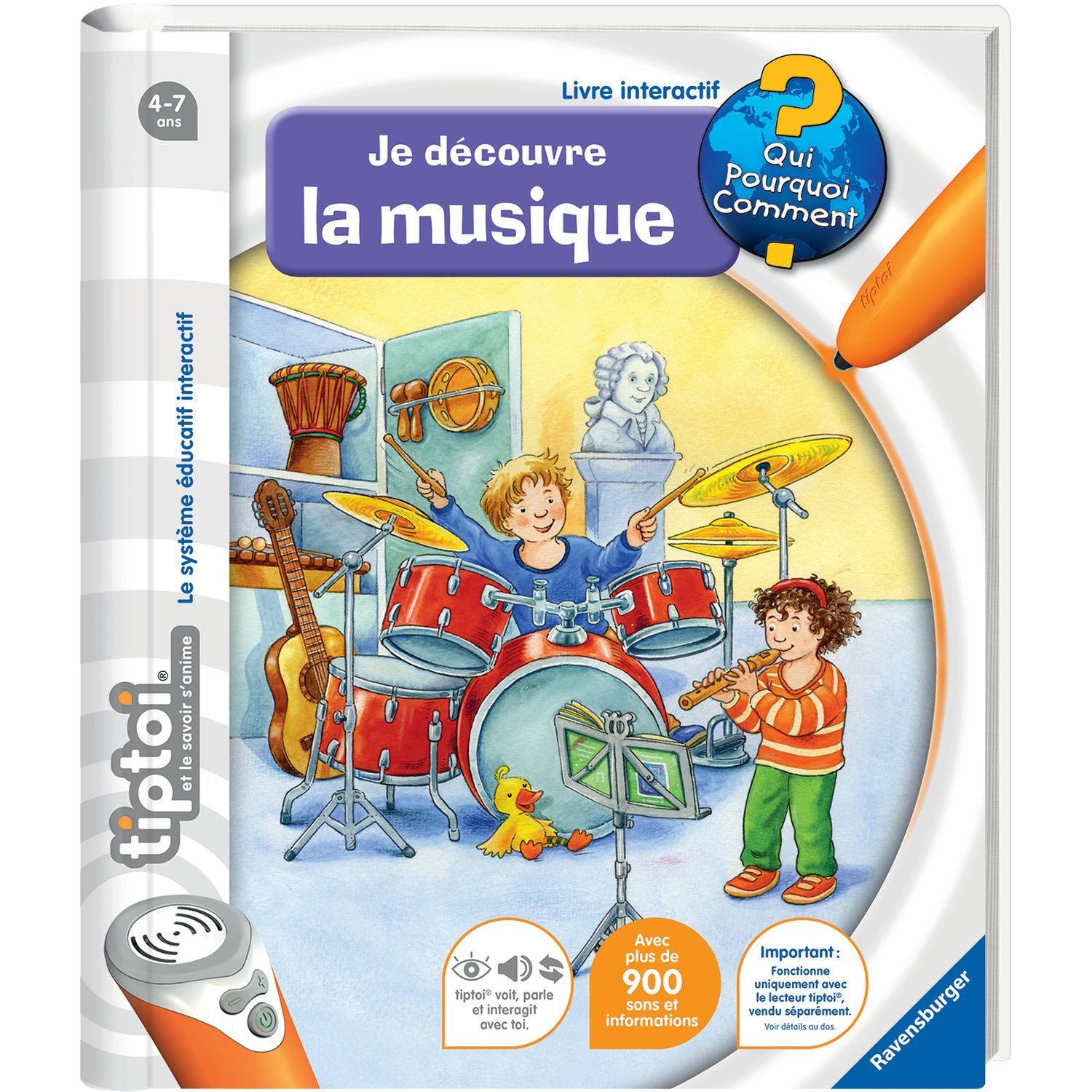 Ravensburger - Jeux éducatifs électroniques - tiptoi® - Coffret complet  lecteur interactif + Livre Je découvre les dinosaures