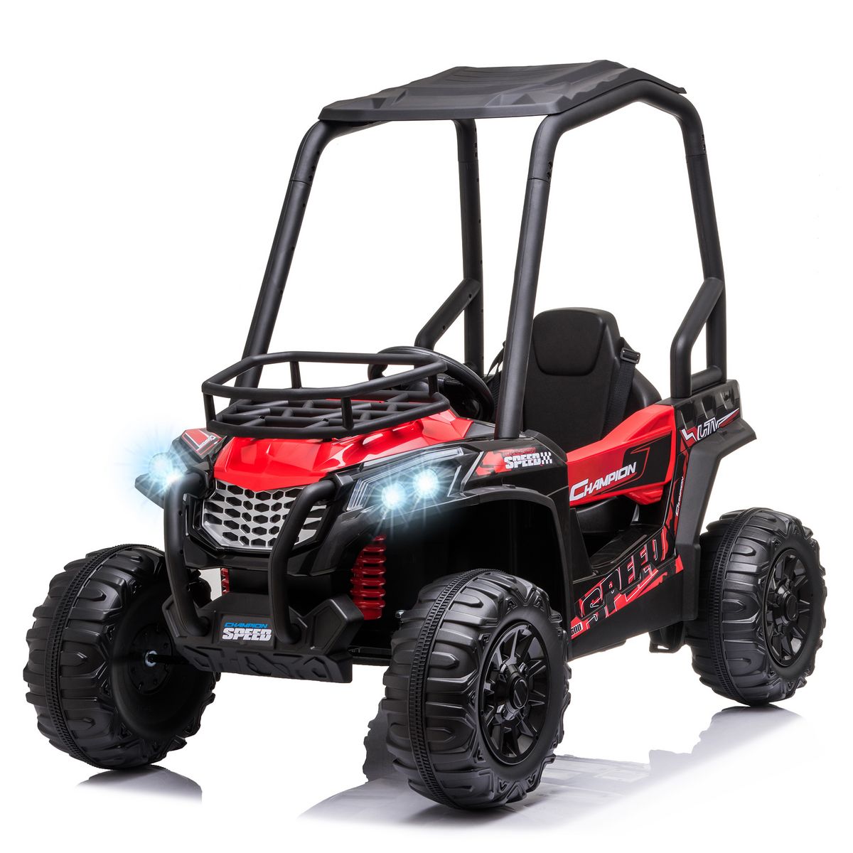 HOMCOM Voiture électrique enfant 3 à 8 ans - buggy quad électrique 120 W -  V. max. 6 Km/h - télécommande - effets lumineux sonores - rouge pas cher 