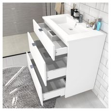 Meuble de salle de bain sous vasque 3 tiroirs + vasque L80cm FARO (blanc)