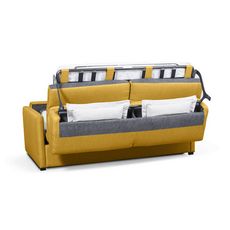 Canapé convertible 140 cm  système couchage express 3 places en tissu Gris clair ALICE  (Jaune)