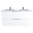 Meuble de salle de bain sous vasque avec double vasque encastrée 2 tiroirs, 120cm FARO blanc. Coloris disponibles : Bois, Blanc