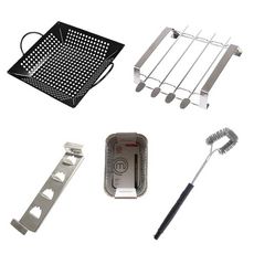CENTRALE BRICO Kit 4 accessoires pour barbecue - Supports - Brosse - Barquettes alu